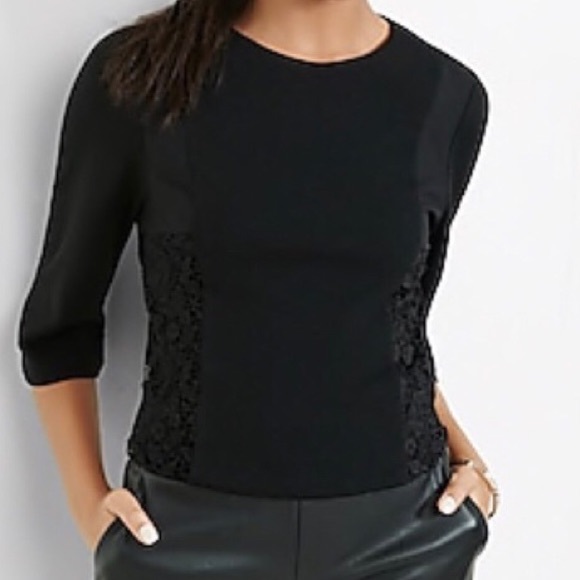 NWT Express Back Cut Out Lace Trim Top Large - Picture 2 of 8
